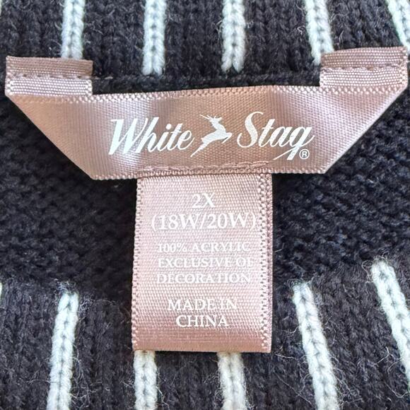 White Stage Women’s Christmas Sweater 2X Black Embroidered Snowman Santa Vintage - Picture 7 of 8